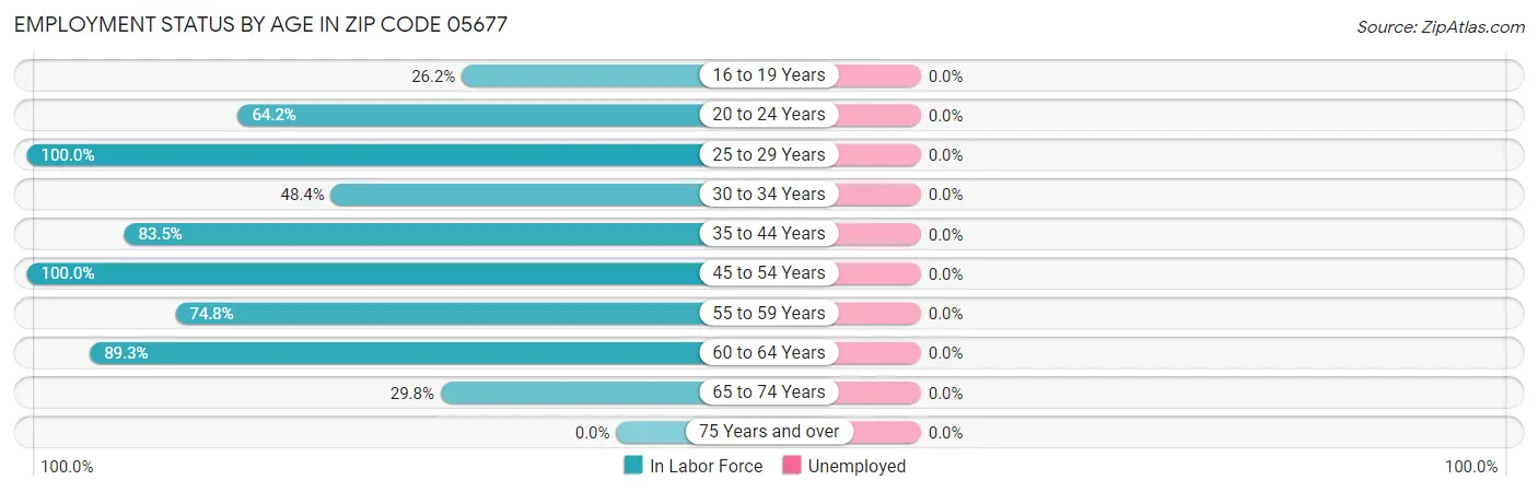 Employment Status by Age in Zip Code 05677