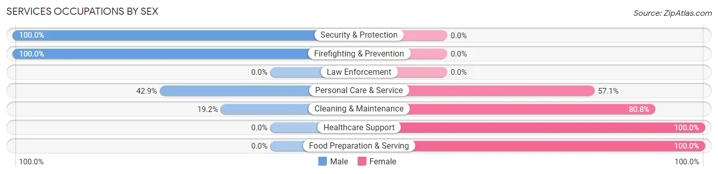 Services Occupations by Sex in Zip Code 05734
