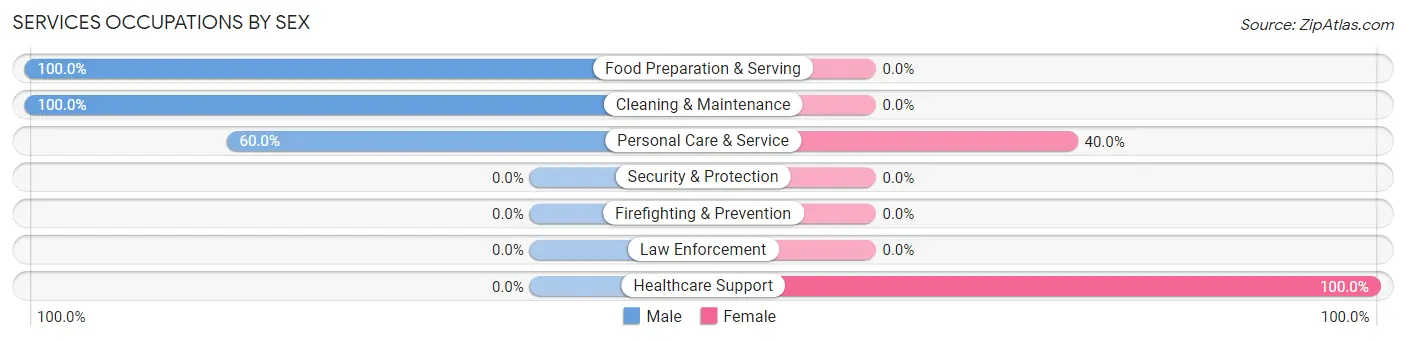 Services Occupations by Sex in Zip Code 05762