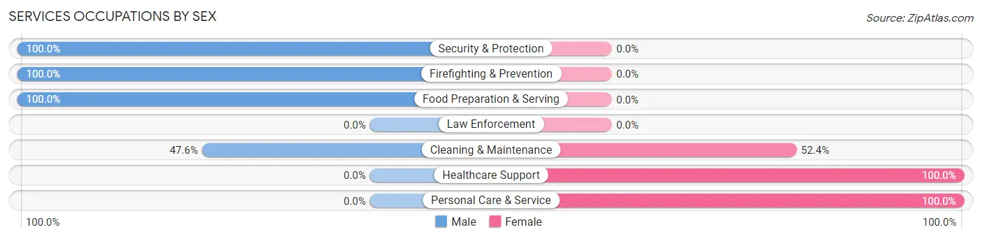 Services Occupations by Sex in Zip Code 05775