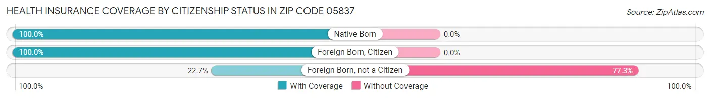 Health Insurance Coverage by Citizenship Status in Zip Code 05837