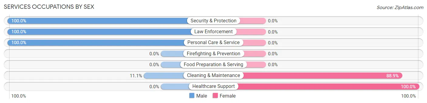 Services Occupations by Sex in Zip Code 05837