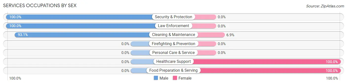 Services Occupations by Sex in Zip Code 05866