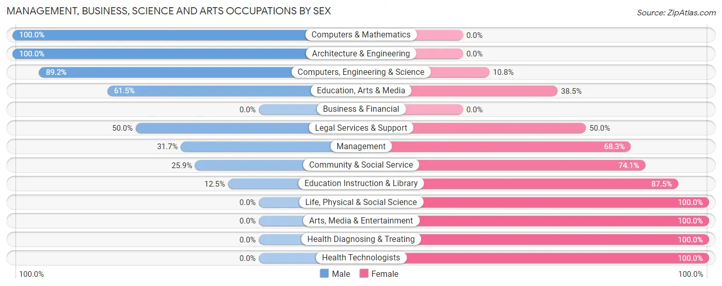 Management, Business, Science and Arts Occupations by Sex in Zip Code 05873