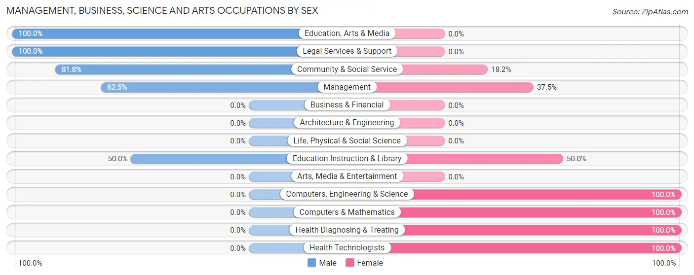 Management, Business, Science and Arts Occupations by Sex in Zip Code 05907