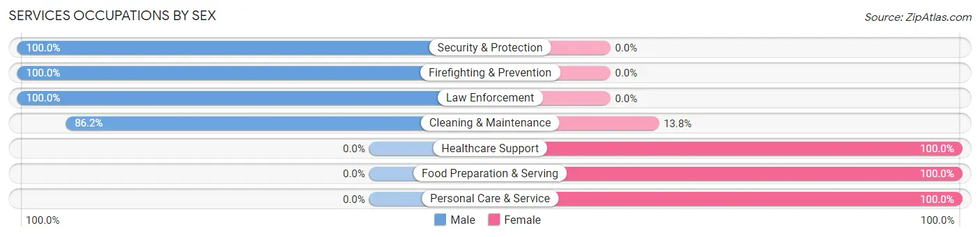 Services Occupations by Sex in Zip Code 06016