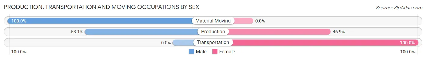 Production, Transportation and Moving Occupations by Sex in Zip Code 06057
