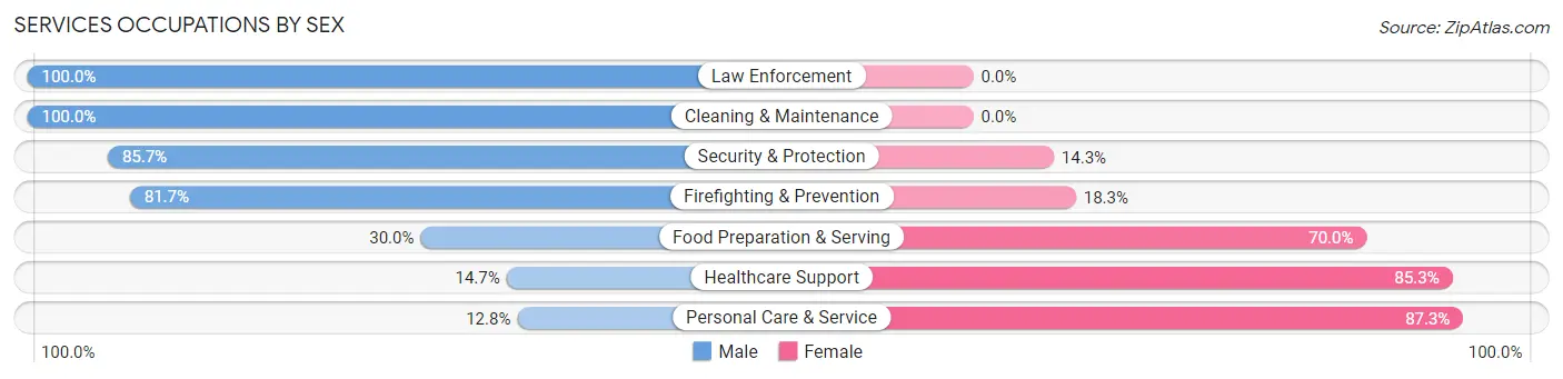 Services Occupations by Sex in Zip Code 06084