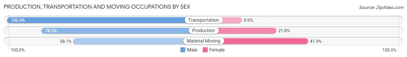 Production, Transportation and Moving Occupations by Sex in Zip Code 06096