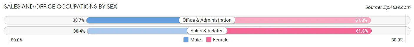 Sales and Office Occupations by Sex in Zip Code 06106