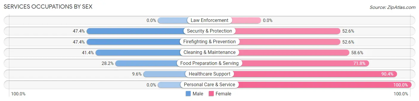 Services Occupations by Sex in Zip Code 06120