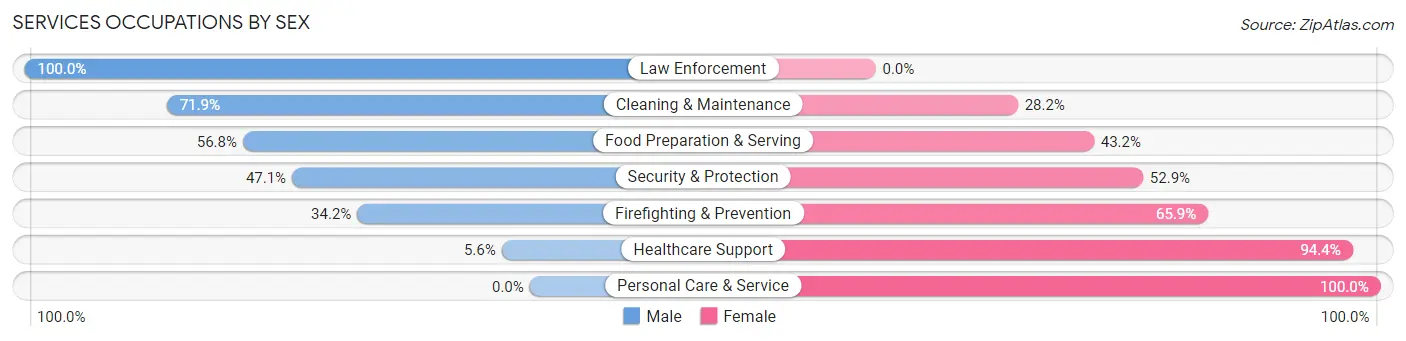 Services Occupations by Sex in Zip Code 06260