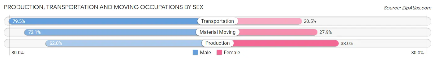 Production, Transportation and Moving Occupations by Sex in Zip Code 06437