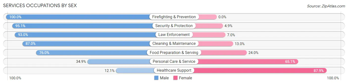 Services Occupations by Sex in Zip Code 06437