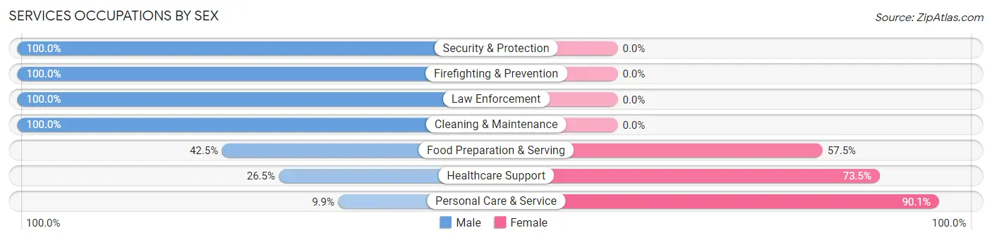 Services Occupations by Sex in Zip Code 06478