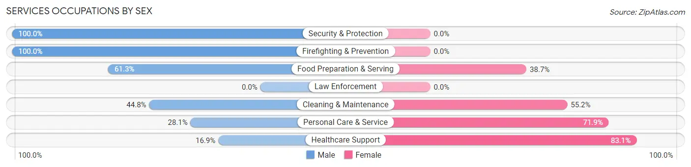 Services Occupations by Sex in Zip Code 06607