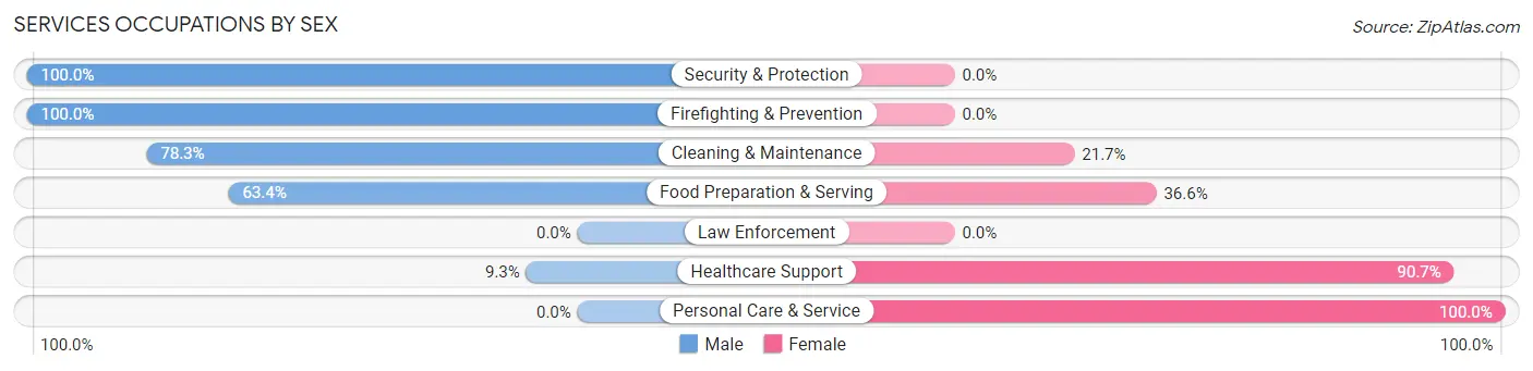 Services Occupations by Sex in Zip Code 06750