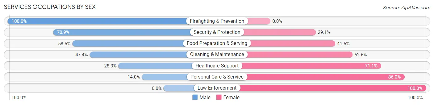 Services Occupations by Sex in Zip Code 06907