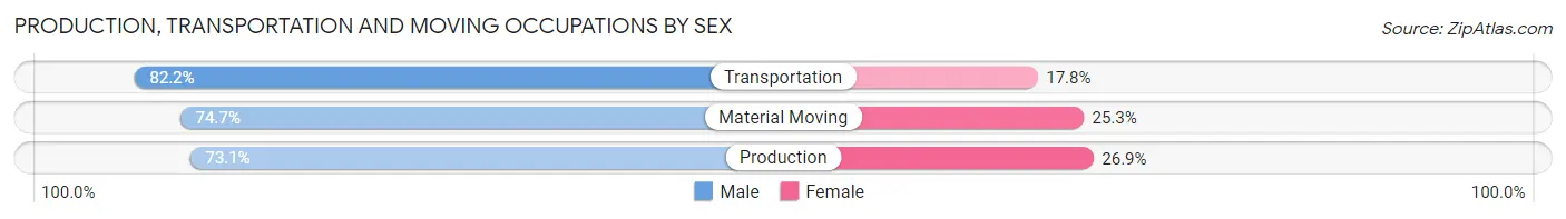 Production, Transportation and Moving Occupations by Sex in Zip Code 07006