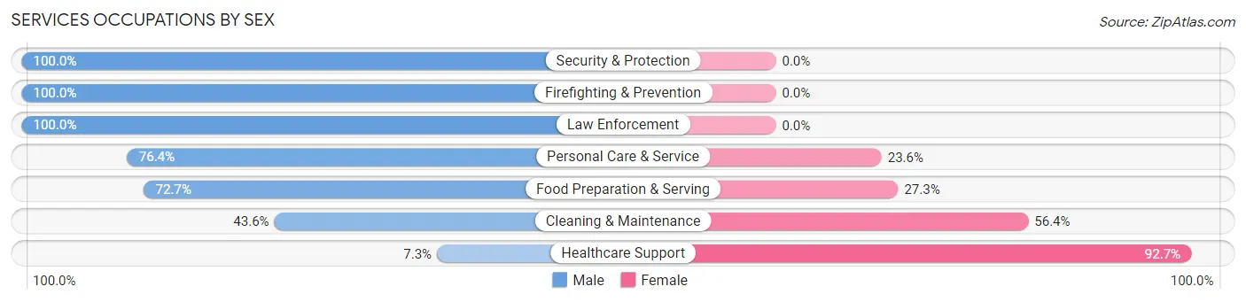 Services Occupations by Sex in Zip Code 07008