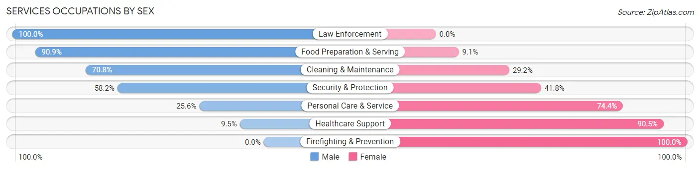 Services Occupations by Sex in Zip Code 07022