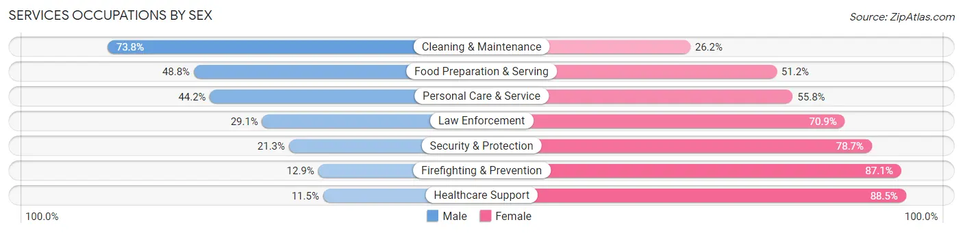 Services Occupations by Sex in Zip Code 07063