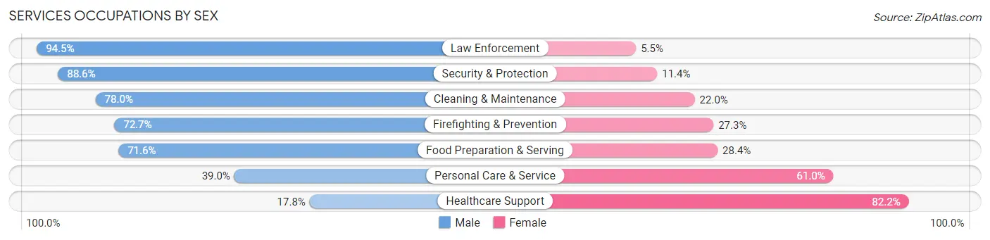 Services Occupations by Sex in Zip Code 07070