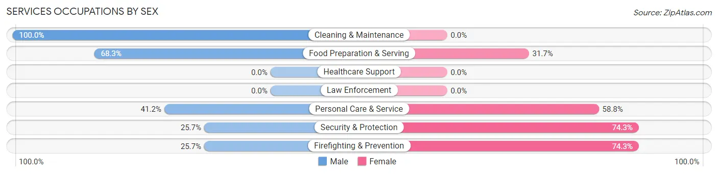 Services Occupations by Sex in Zip Code 07072