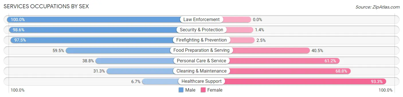 Services Occupations by Sex in Zip Code 07093