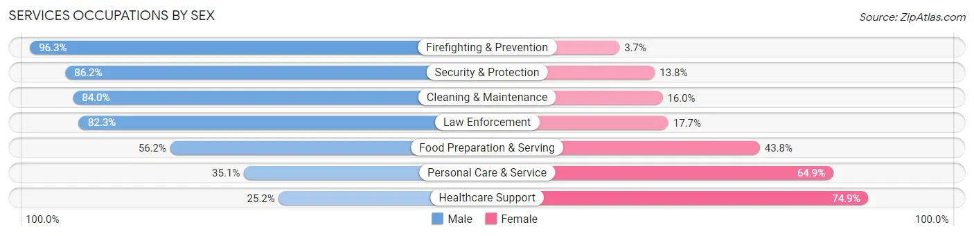 Services Occupations by Sex in Zip Code 07110
