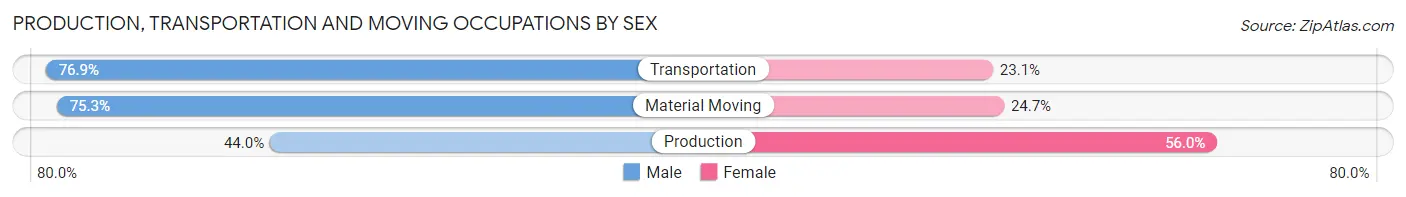 Production, Transportation and Moving Occupations by Sex in Zip Code 07205
