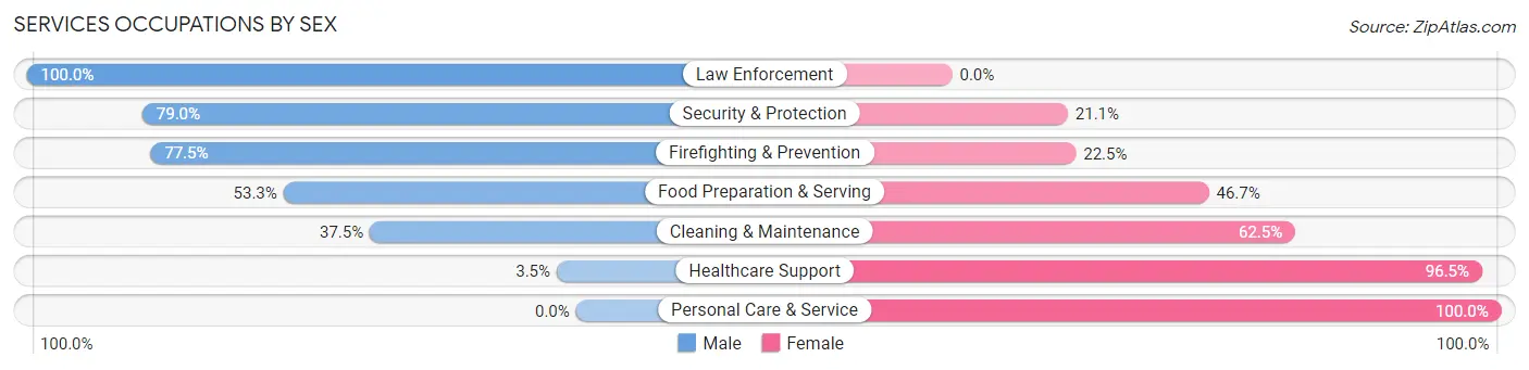 Services Occupations by Sex in Zip Code 07208