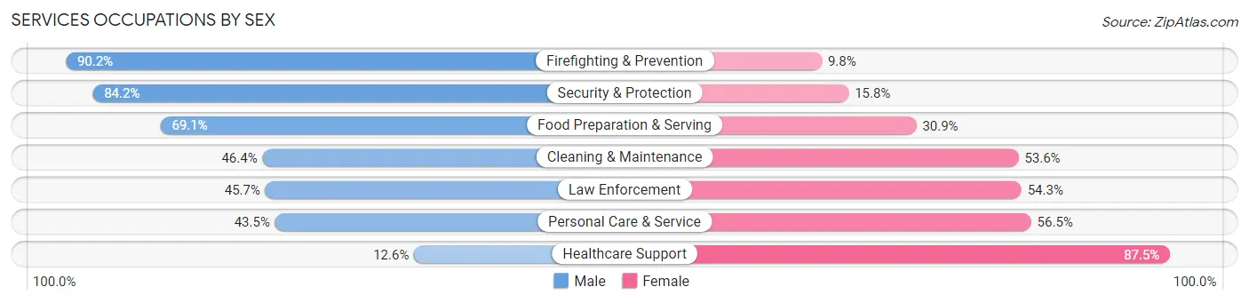 Services Occupations by Sex in Zip Code 07306