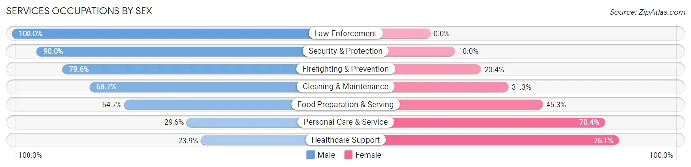 Services Occupations by Sex in Zip Code 07410