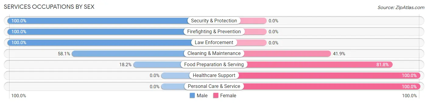 Services Occupations by Sex in Zip Code 07439
