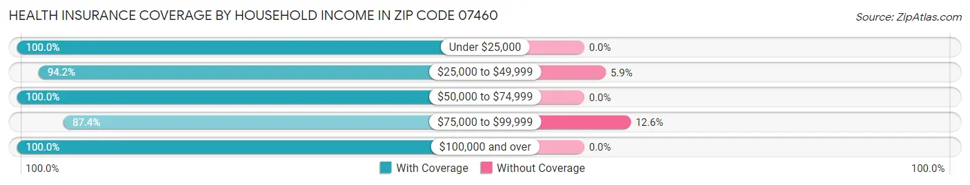 Health Insurance Coverage by Household Income in Zip Code 07460