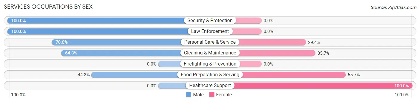 Services Occupations by Sex in Zip Code 07465