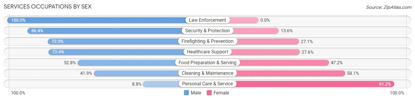 Services Occupations by Sex in Zip Code 07512