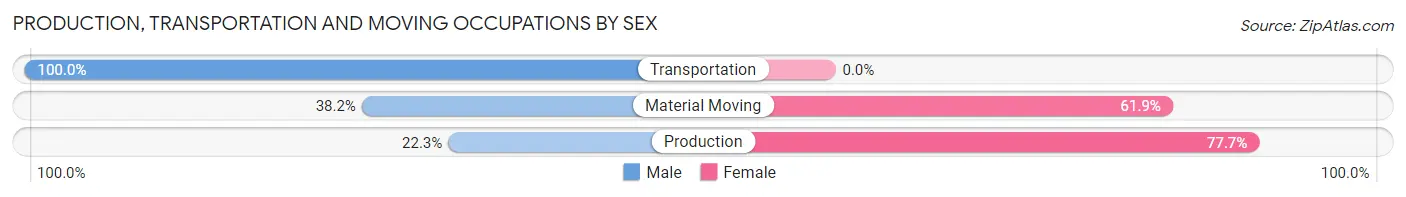 Production, Transportation and Moving Occupations by Sex in Zip Code 07604