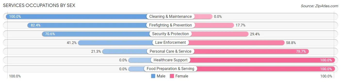 Services Occupations by Sex in Zip Code 07626