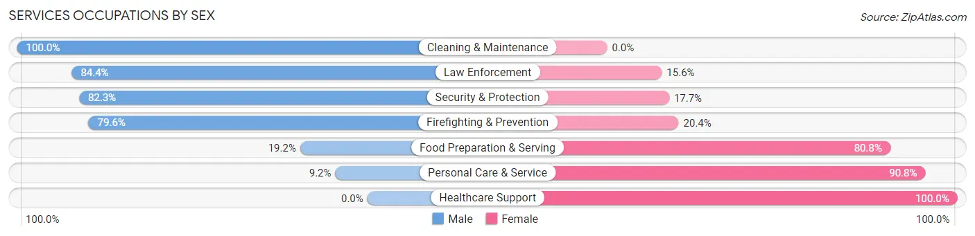 Services Occupations by Sex in Zip Code 07630