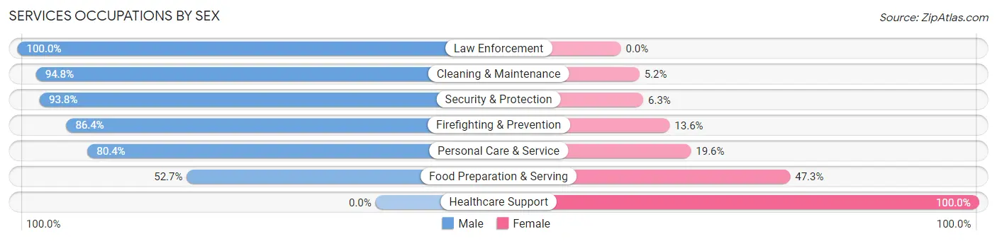 Services Occupations by Sex in Zip Code 07647