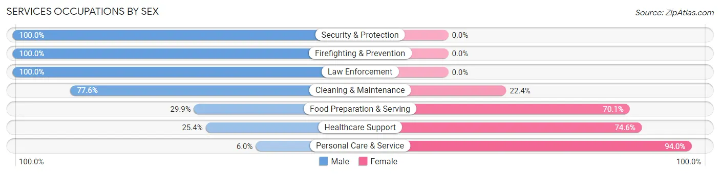 Services Occupations by Sex in Zip Code 07657