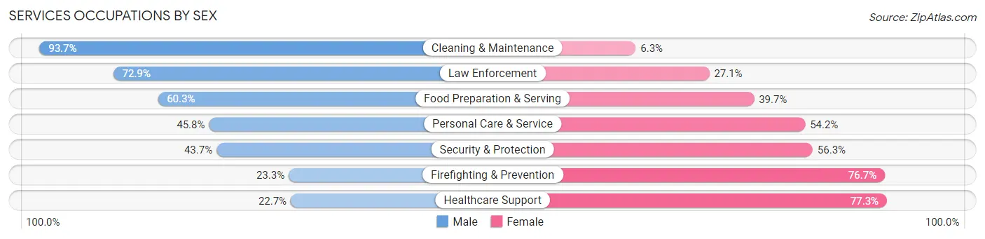 Services Occupations by Sex in Zip Code 07663