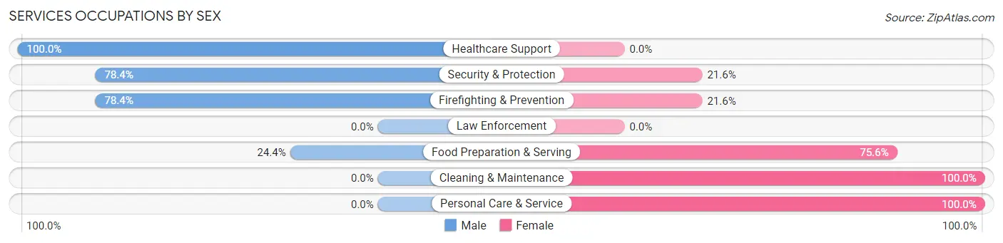 Services Occupations by Sex in Zip Code 07702