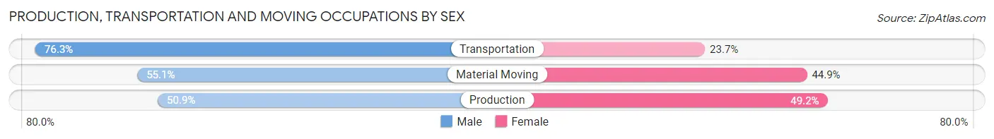 Production, Transportation and Moving Occupations by Sex in Zip Code 07885