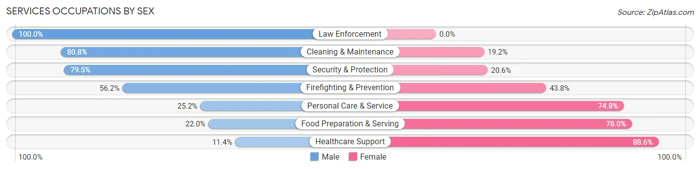 Services Occupations by Sex in Zip Code 08037