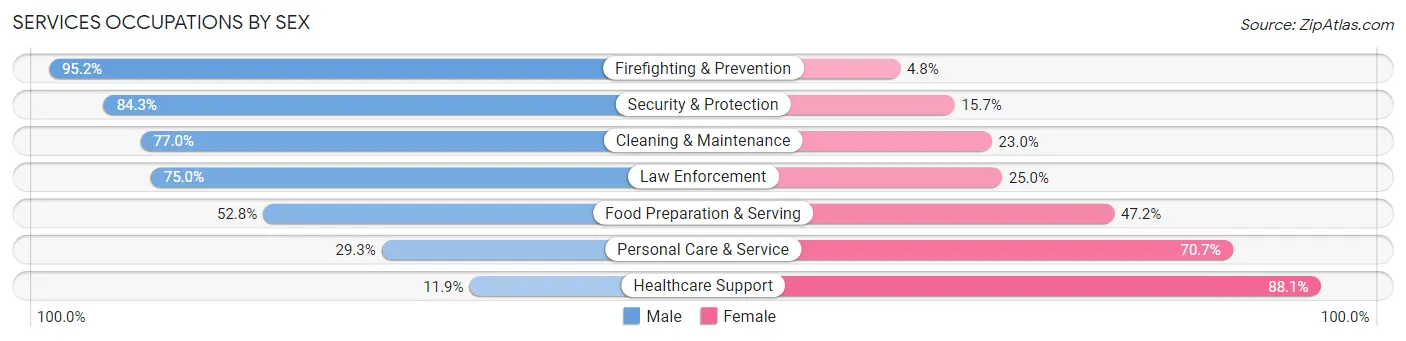 Services Occupations by Sex in Zip Code 08302