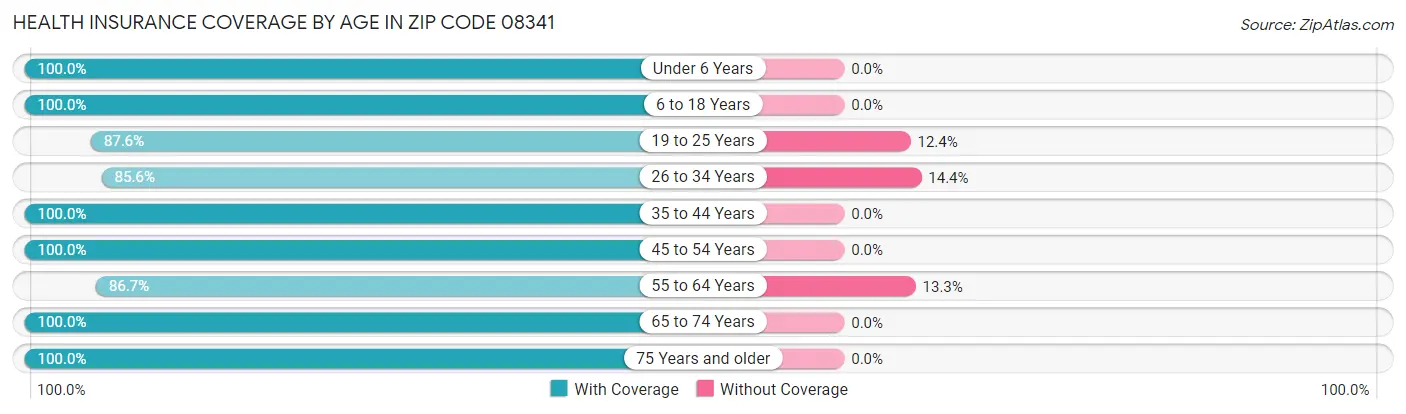 Health Insurance Coverage by Age in Zip Code 08341