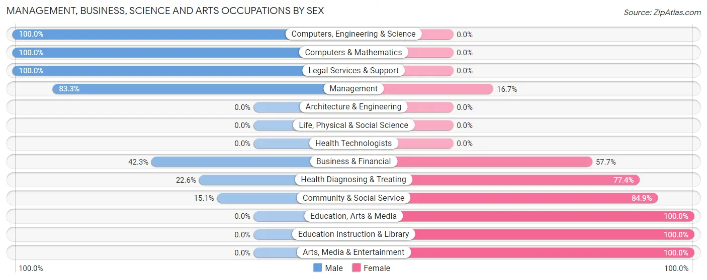 Management, Business, Science and Arts Occupations by Sex in Zip Code 08341